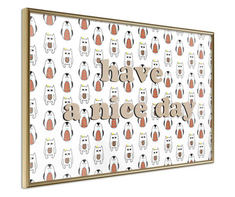 Plakat Artgeist - Animals Wish a Nice Day - Zlat okvir - 60 x 40 cm