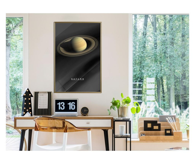 Plakat Artgeist - The Solar System: Saturn - Zlat okvir - 40 x 60 cm