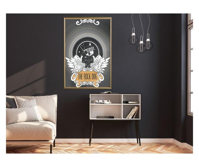 Plakat Artgeist - Cool Bulldog - Zlat okvir - 20 x 30 cm
