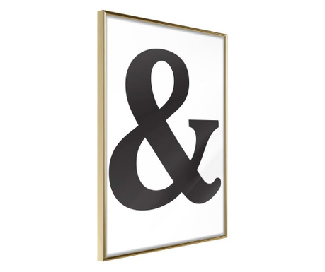 Faldekoráció - ampersand (black) - arany keret - 20 x 30 cm