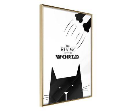 Faldekoráció - bossy cat - arany keret - 20 x 30 cm