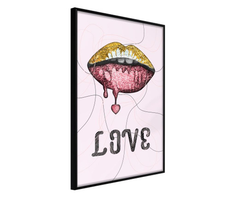 Faldekoráció - lip gloss and love - fekete keret - 30 x 45 cm