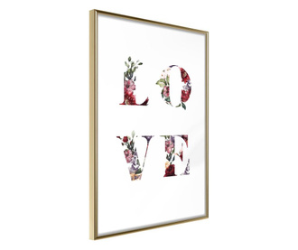 Plakat Artgeist - Floral Love - Zlat okvir - 40 x 60 cm
