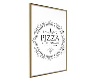 Plakat Artgeist - Pizza - Zlat okvir - 40 x 60 cm