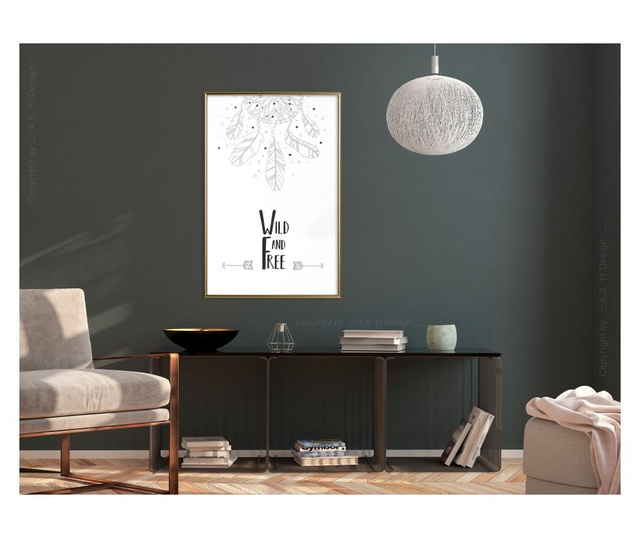 Plakat Artgeist - Free Spirit - Zlat okvir - 30 x 45 cm