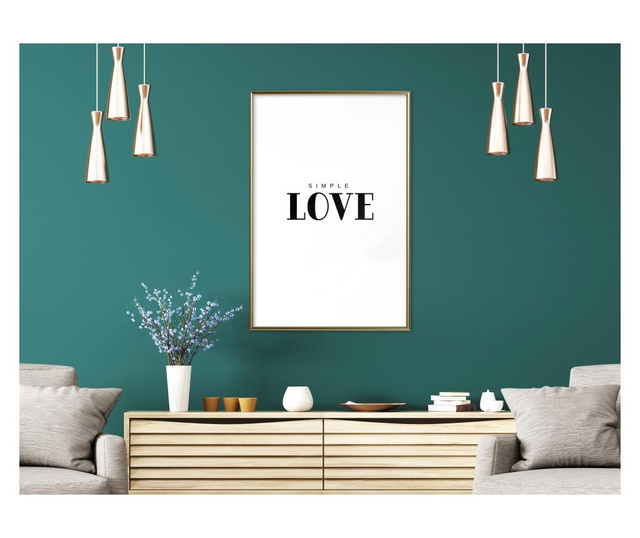 Plakat Artgeist - Simple Love - Zlat okvir - 30 x 45 cm