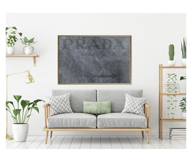 Plakat Artgeist - Prada (Grey) - Zlat okvir - 45 x 30 cm