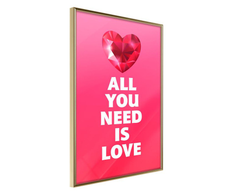 Poster Artgeist - Ruby Heart - Zlatni okvir - 30 x 45 cm