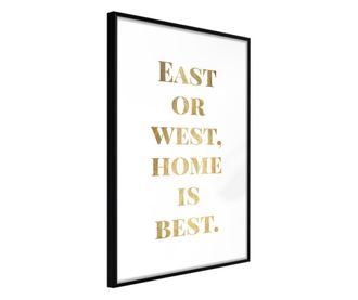 Plakat Artgeist - Home Is Best (Gold) - Črn okvir - 40 x 60 cm