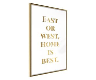 Plakat Artgeist - Home Is Best (Gold) - Zlat okvir - 30 x 45 cm