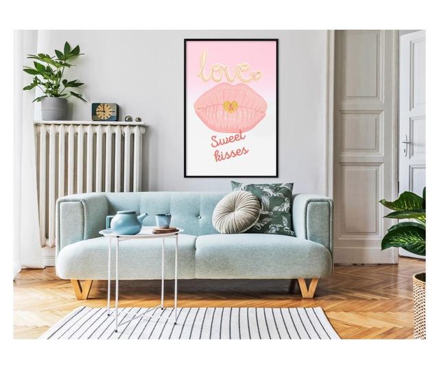Plakat Artgeist - Pink Kisses - Črn okvir - 40 x 60 cm