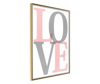 Plakat Artgeist - Grey-Pink Love - Zlat okvir - 30 x 45 cm