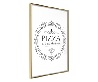 Plakat Artgeist - Pizza - Zlat okvir - 30 x 45 cm