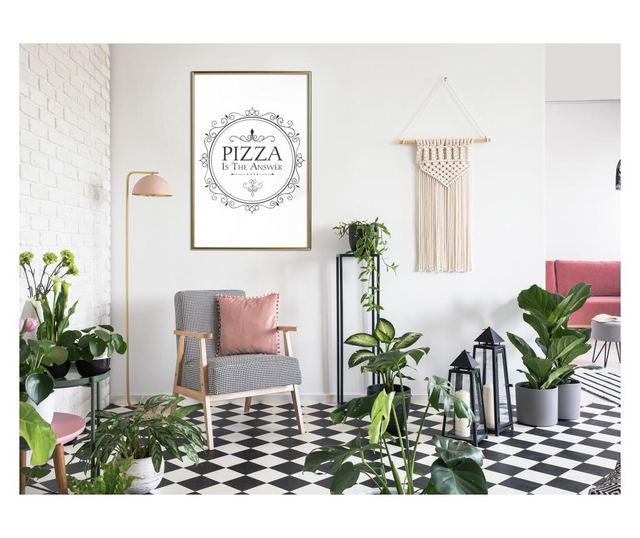 Plakat Artgeist - Pizza - Zlat okvir - 30 x 45 cm