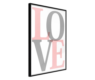 Plakat Artgeist - Grey-Pink Love - Črn okvir - 20 x 30 cm