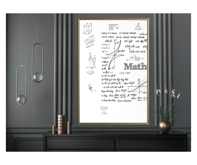 Plakat Artgeist - Math Formulas - Zlat okvir - 30 x 45 cm