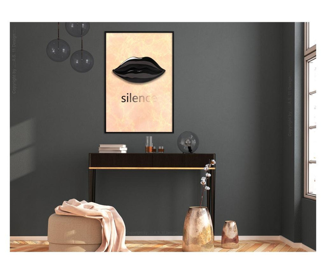 Plakat Artgeist - Silent Lips - Črn okvir - 20 x 30 cm