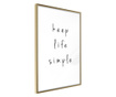 Plakat Artgeist - Simple Life - Zlat okvir - 20 x 30 cm