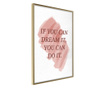Plakat Artgeist - Dreams Lead to Success - Zlat okvir - 40 x 60 cm