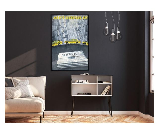 Plakat Artgeist - Metropolis News - Črn okvir - 30 x 45 cm