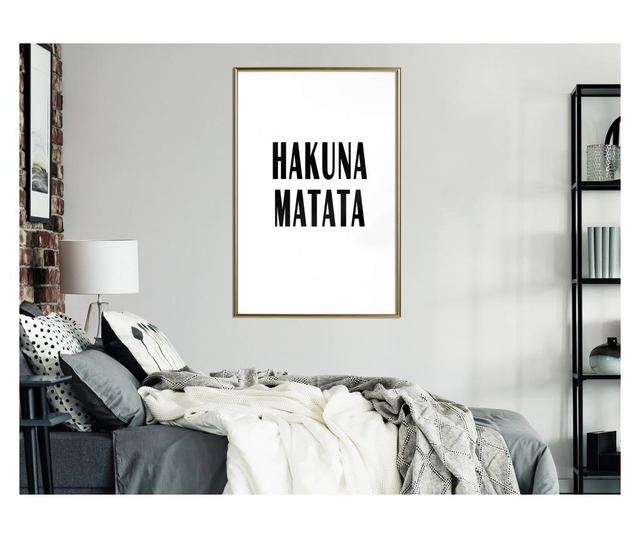 Plakat Artgeist - Hakuna Matata - Zlat okvir - 20 x 30 cm