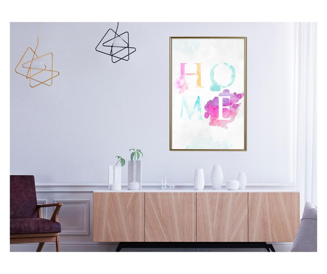Plakat Artgeist - Home III - Zlat okvir - 20 x 30 cm