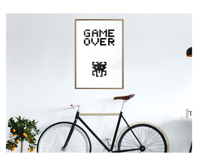 Plakat Artgeist - Game Over - Zlat okvir - 20 x 30 cm