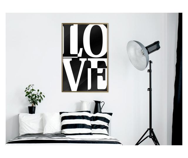 Plakat Artgeist - Love Chessboard - Zlat okvir - 20 x 30 cm