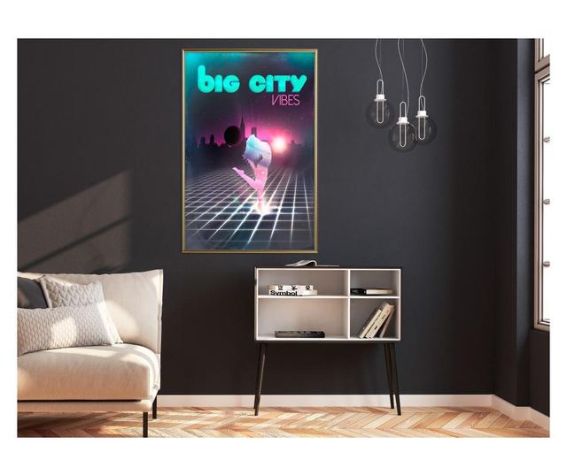 Plakat Artgeist - Night Fever - Zlat okvir - 40 x 60 cm