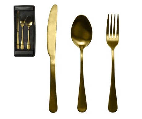 Прибори за хранене gusta gold, 3 части основни - лъжица/вилица/нож, Инокс, 29 x 12.2 x 3.5 cm
