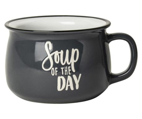 Чаша за супа gusta, soup of the day, Порцелан, 500 мл, Цвят - сив, 14 x 11.5 x 8 cm