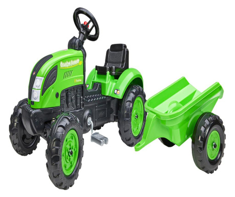Tractor falk verde cu remorca