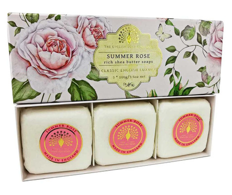 Луксозни растителни сапуни ENGLISH SOAP COMPANY Лятна Роза 3х100гр