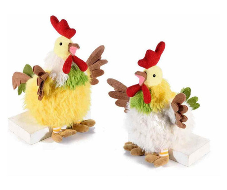 Set od 2 figurice kokoši od tekstila i perja 22x20x24 cm