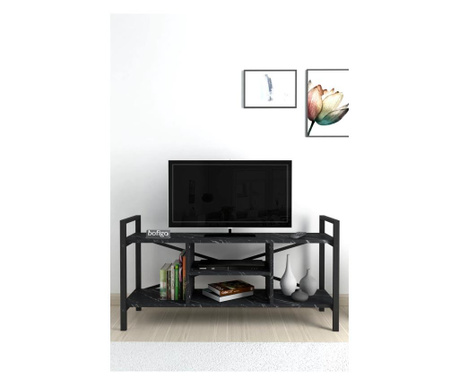 Bofigo TV stand, 3 półki, blady/metal, czarny