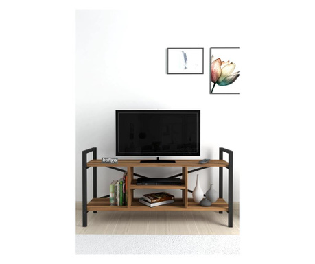 Bofigo TV stand, 3 półki, blady/metal, orzech włoski