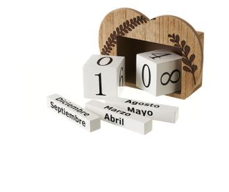 Calendar Casa Selección, Clippy, lemn, 16x6x11 cm, bej/alb - Vivre