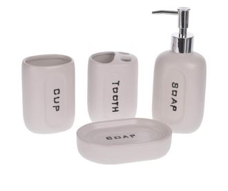 Set 4 piese pentru baie, portelan, alb