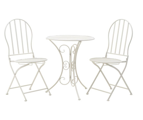 Set masa cu 2 scaune, metalice, alb, d60x70/48x40x94/45 cm