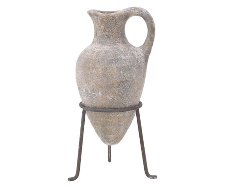 Vas ceramic aspect antichizat, cu suport metalic, 21x21x43 cm