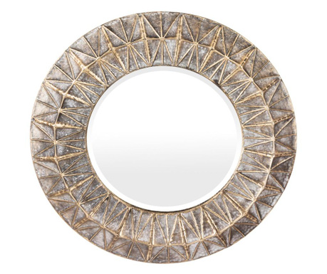 Oglinda de perete, cadru metalic, auriu antichizat, 65x65x5,5 cm