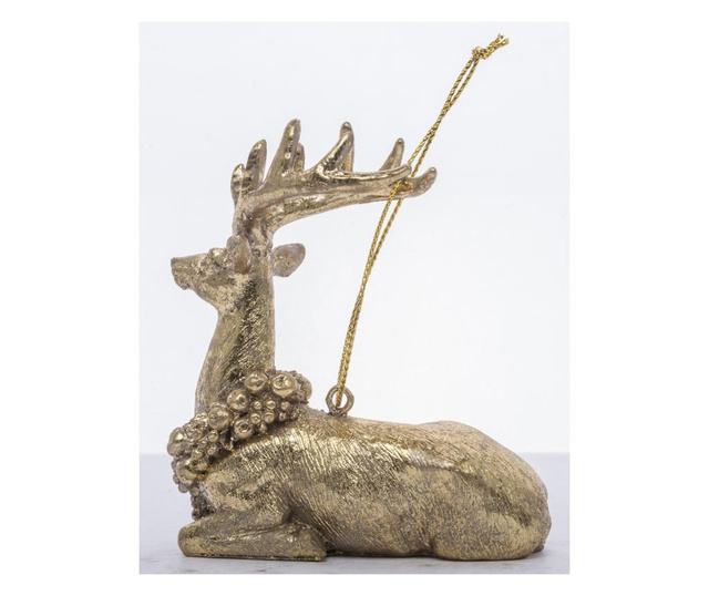 Figurina cu agatatoare cerb, auriu, 8x8x3,5 cm