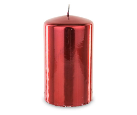 Lumanare cilindru, rosu metalizat, 14x8 cm