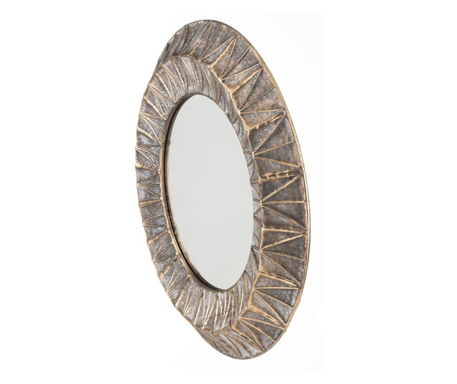 Oglinda de perete, cadru metalic, auriu antichizat, 65x65x5,5 cm