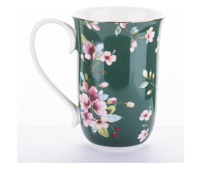 Cana ceai portelan, model floral, 13x13x9 cm