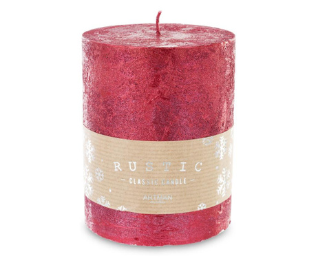 Lumanare cilindru Rustic, rosu, 11x9 cm