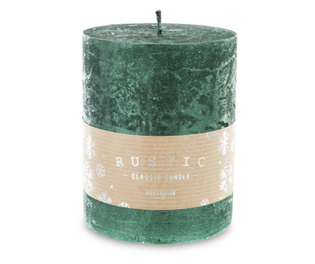 Lumanare cilindru Rustic, verde, 11x9 cm