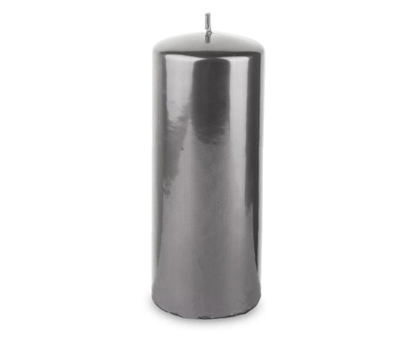 Lumanare cilindru, gri metalizat, 18x7 cm