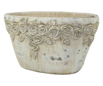 Ghiveci piatra, crem antichizat, 15x27x18 cm