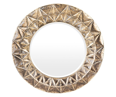 Oglinda de perete, cadru metalic, auriu antichizat, 71,5x71,5x5,5 cm